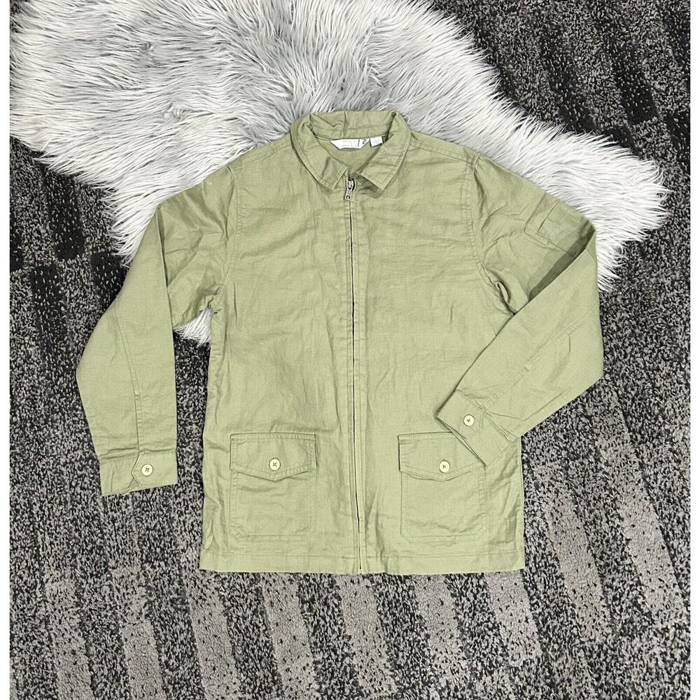 Rachel Zoe‎ x Janie and Jack Green Zip-Up linen Jacket Girls / Boys sz 10-12 $75